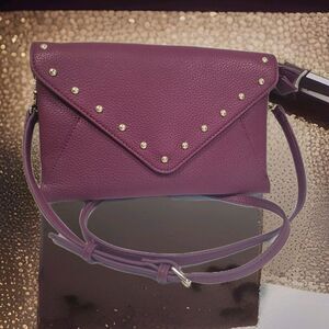 INC International Concepts Womens Crossbody Purse Bag Faux Leather Studded Berry